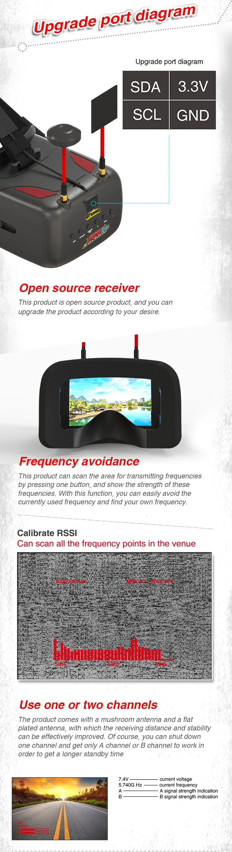 Высокое качество Eachine VR D2 Pro 5 дюймов 800*480 40CH 5,8G разнообразие FPV очки w/DVR объектив Регулируемый для RC модели