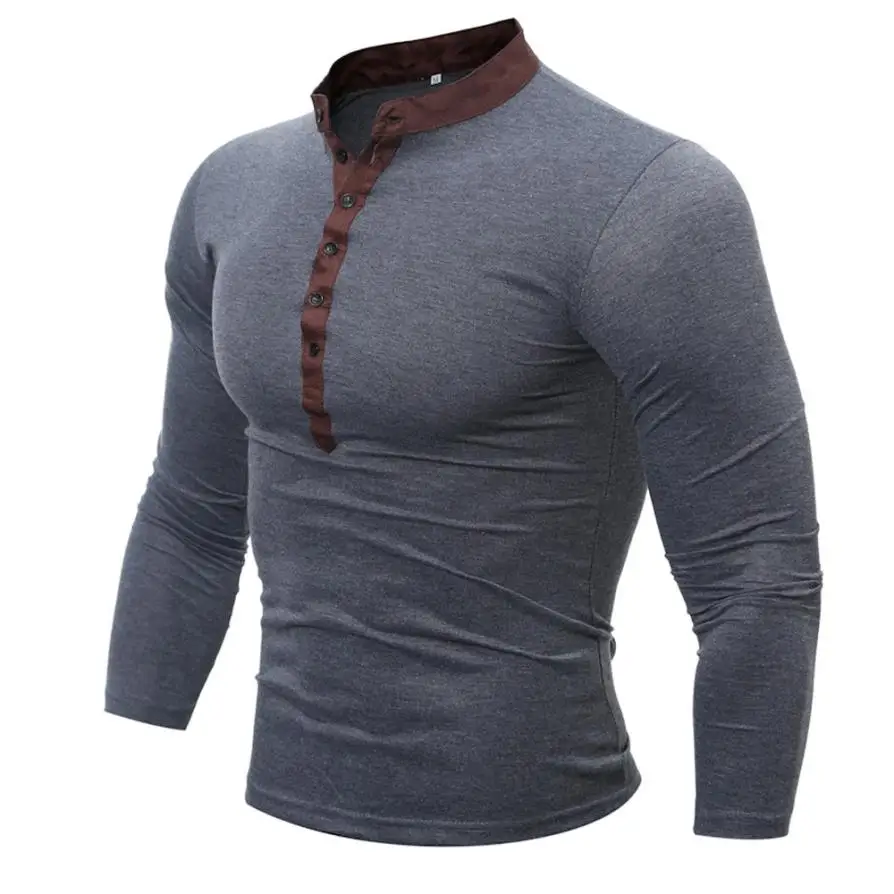 Dark Gray JAYCOSIN, Мужская Весенняя Осенняя хлопковая футболка, Мужская Однотонная футболка с длинным рукавом, мужские рубашки с длинным рукавом, magliette uomo - Цвет: Dark Gray