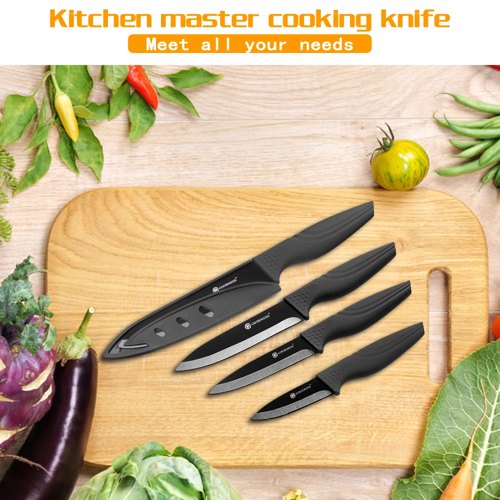 Новый керамический нож COOBNESS набор из 2 предметов кухонный с черным лезвием и