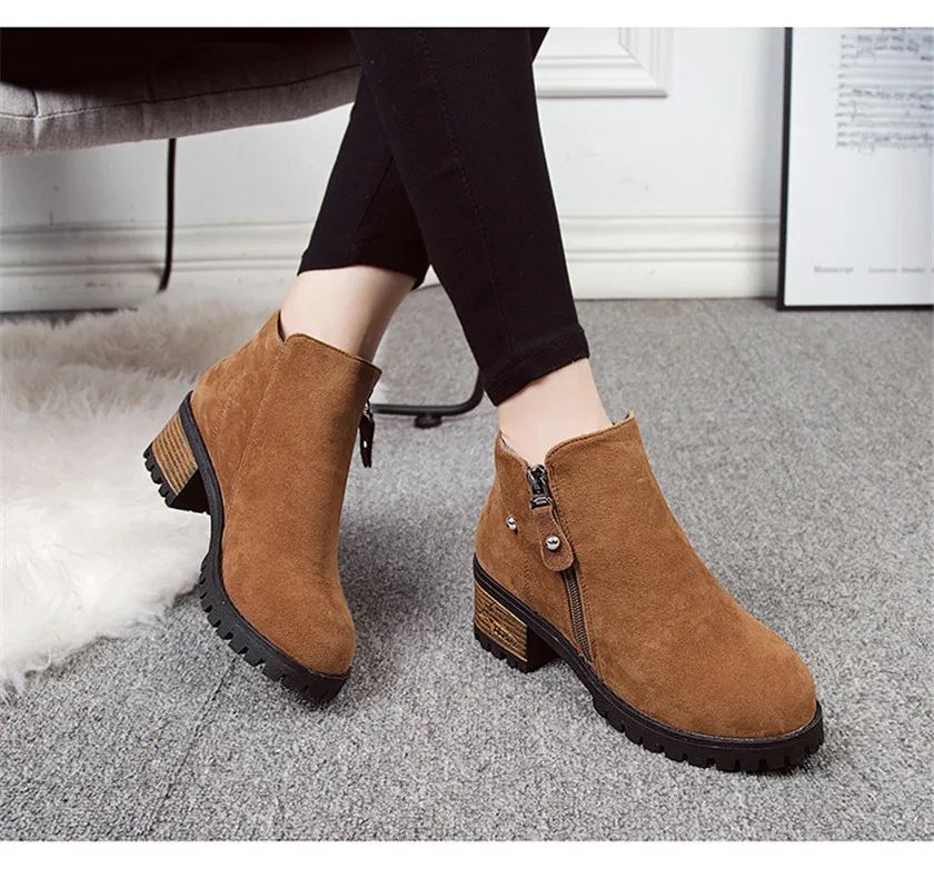Женские ботинки сезон осень зима модная женская обувь на не сужающемся книзу