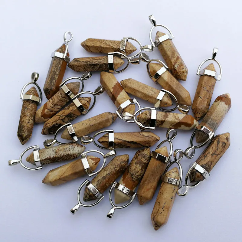 Модная картина натуральный камень кристалл столб ожерелье кулон для