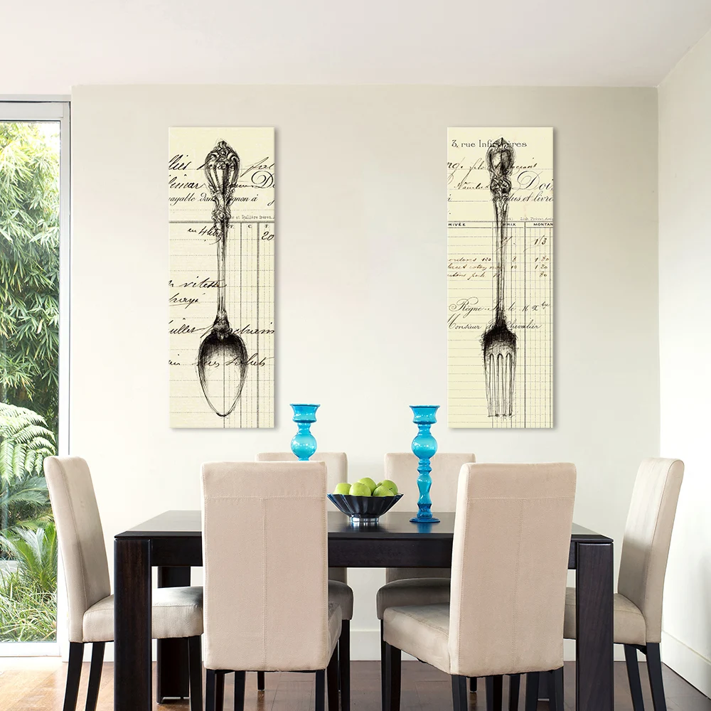 2 шт. вилка и ложка для столовой без рамки|canvas art|wall picturesart pieces |