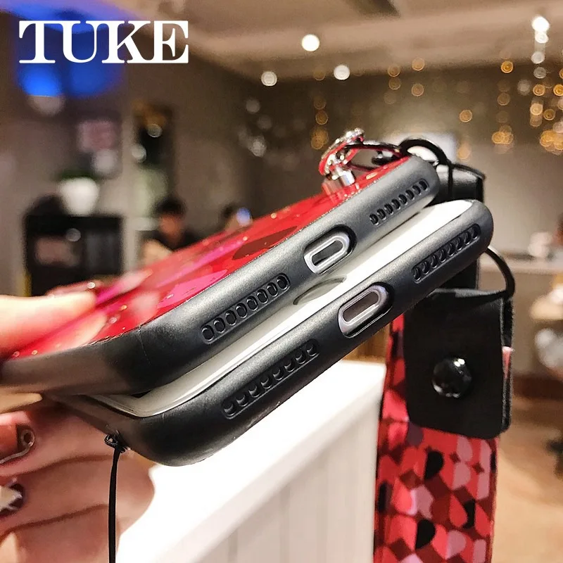 С ремешок на запястье+ чехол для телефона со шнуром для Huawei Honor V10 V20 V9 7C 7X 8X 8 10 Lite Play наслаждаться 8 9 плюс 8E 9i крышка Цвет искусства