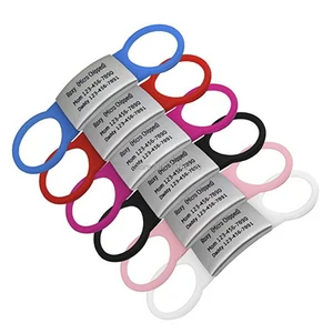 Именные резиновые скользящие Жетоны для кошек и собак, 12 шт.лот, с гравировкой на заказ, из нержавеющей стали