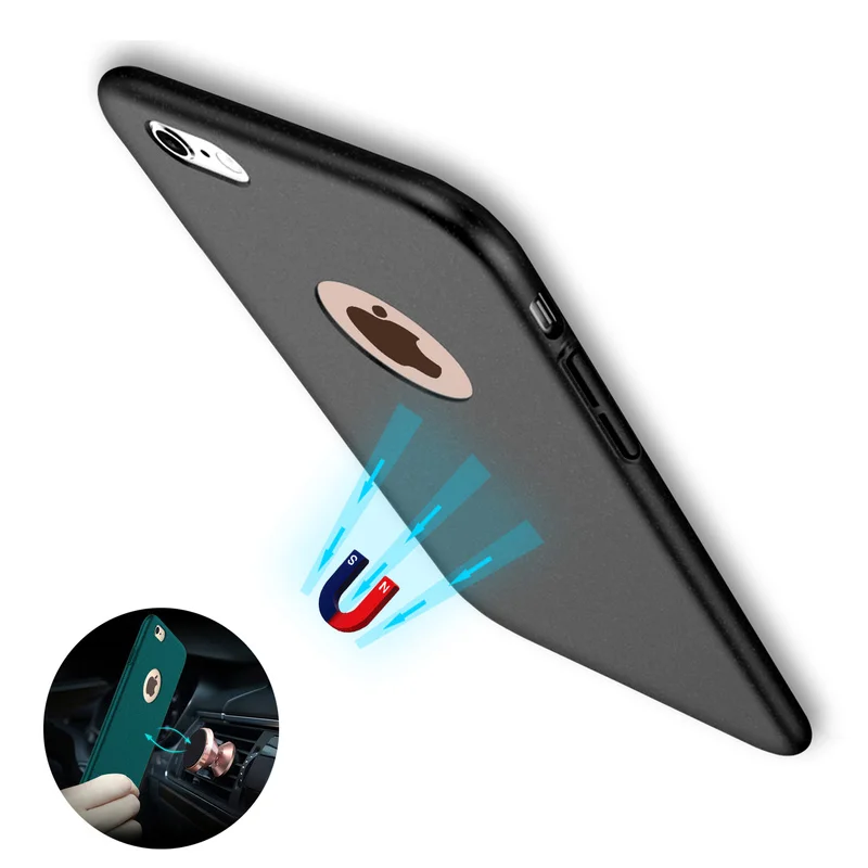Magnetic Car Holder Case for iPhone 7 6 6S Ultra Slim Soft Silicon TPU Coque Built-in Metal Plate |