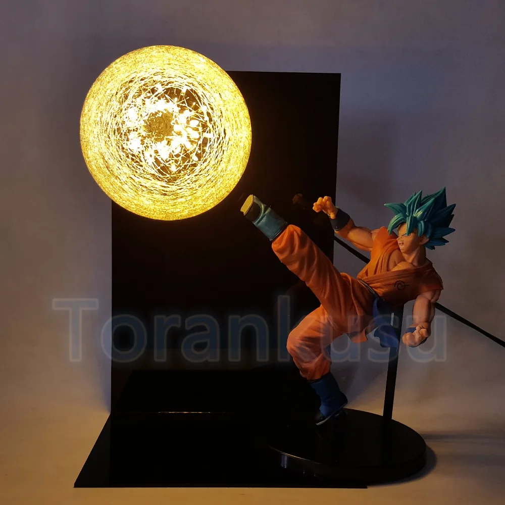Dragon Ball Z фигурку Бог Гоку Супер Saiyan светодиодное освещение Дисплей игрушки аниме
