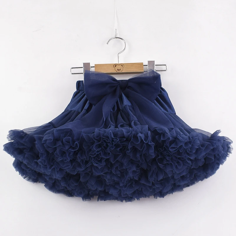 navy blue Юбки-пачки для девочек; однотонная пышная фатиновая юбка принцессы; бальная юбка-американка; Детские Балетные вечерние юбки для выступлений для детей от 9 months to 8 Years Old лет - Цвет: navy blue