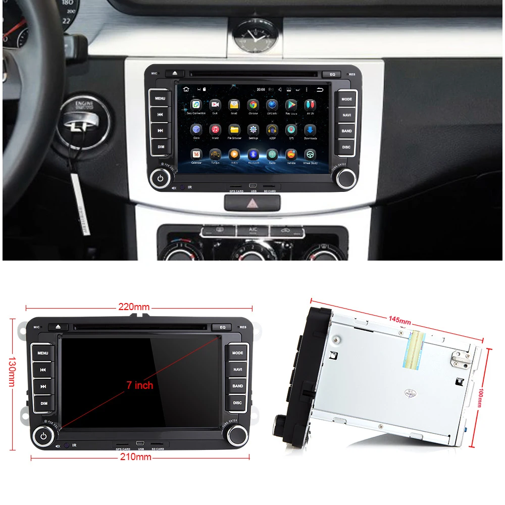 Eunavi 2 Din Android 9 0 автомобильный dvd плеер аудио радио gps навигация для VW GOLF 6 Polo Bora JETTA B6