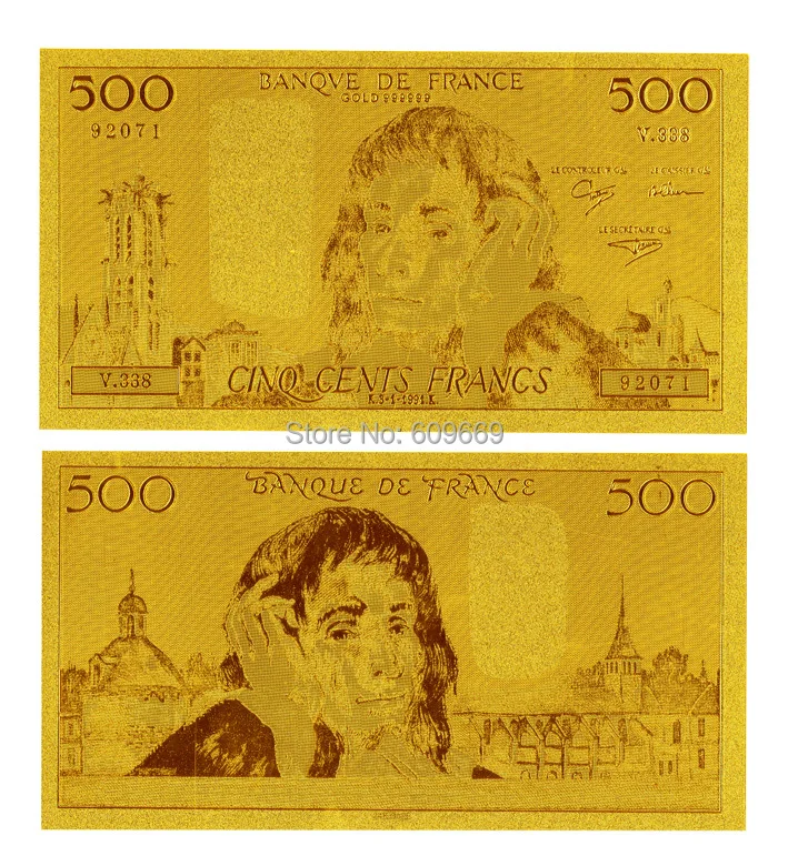 1994 г. французский банкнот с тиснением 500 паскальских франков металлическая