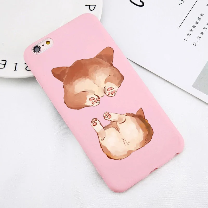 TPU Для iphone 7 6S попка корги Щенок Прекрасный чехол для телефона с рисунком в виде животного Розовый цвет мягкий чехол для iphone Xs 8 7 6 Plus XS MAX XR силиконовый чехол - Цвет: TPU