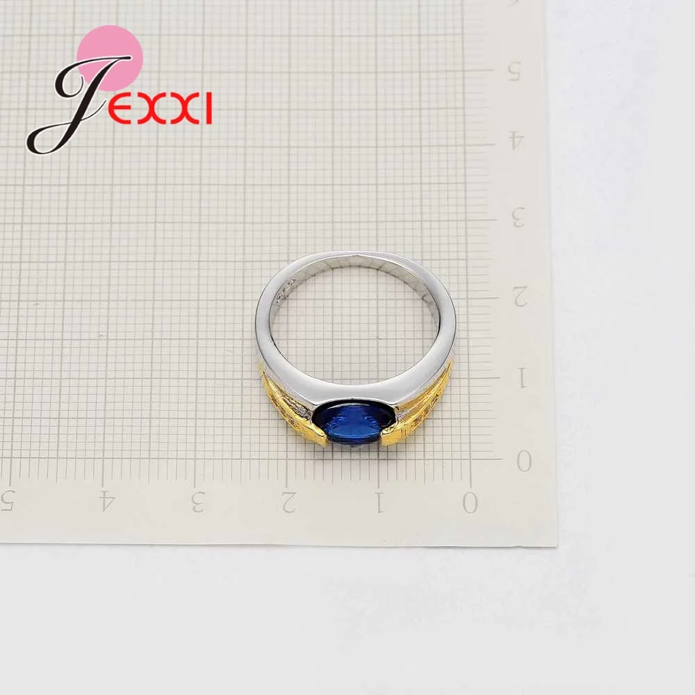 Мужские и женские кольца из серебра 925 пробы с синим кристаллом|Кольца| |