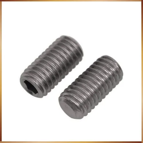 100Pcs DIN913 M3*4mm 304 Stainless Steel Metric Thread Grub Screws Flat Point Hexagon Socket Set Screws Headless M3x4 mm
