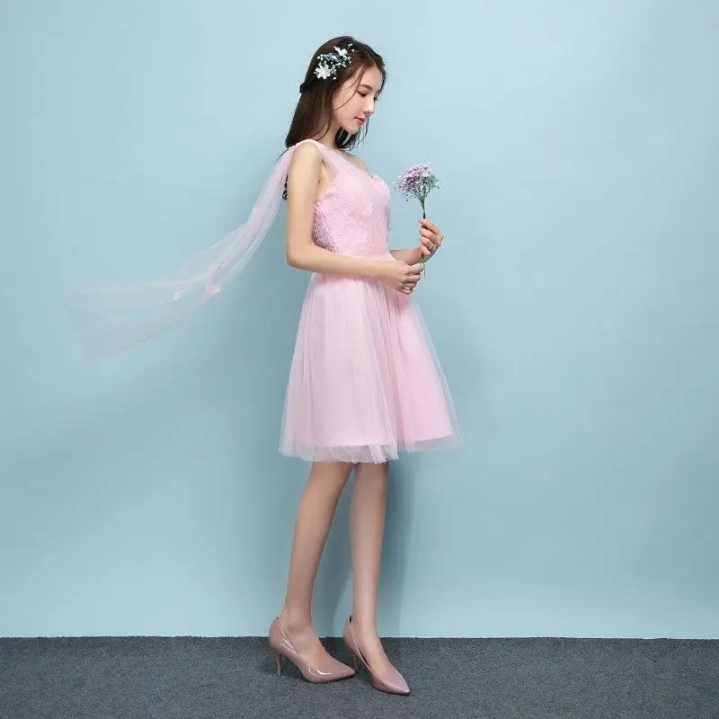 JLZXSY дешевые розовое платье подружки невесты трапециевидной формы короткие