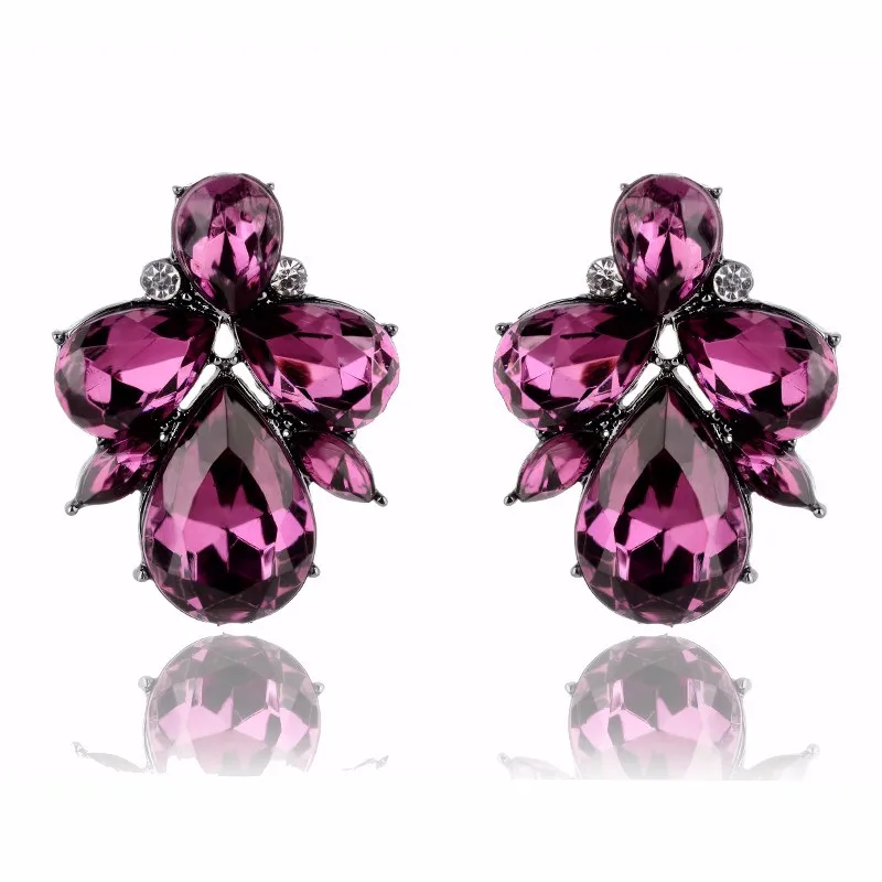 New Design 2017 Opal Stone Stud Earrings Elegant Crystal Fashion crystal Women Christmas Party For gift|earrings christmas|elegant crystalstone studs