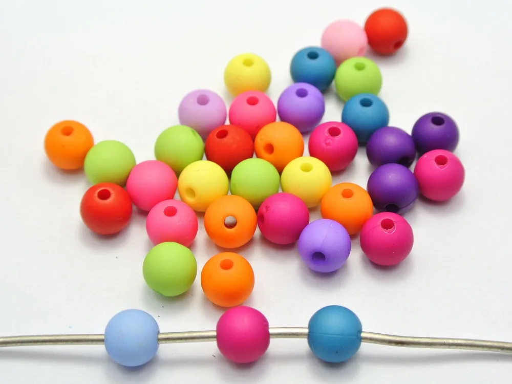 

200 Mixed Color Acrylic Round Beads 8mm Imitation Wooden beads