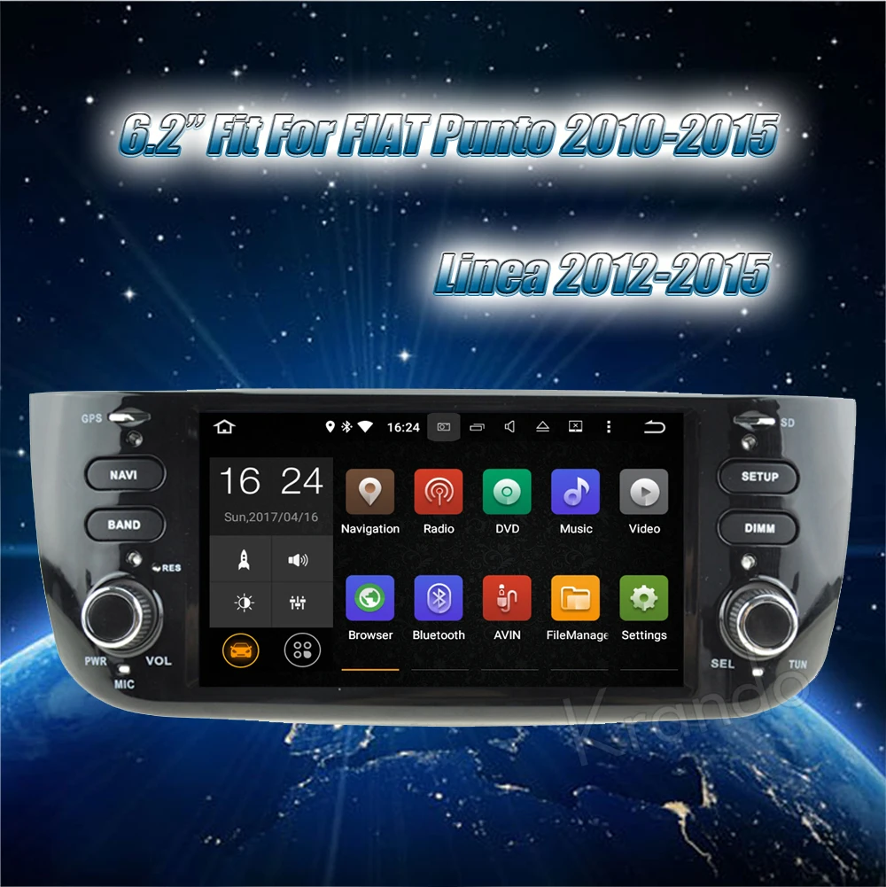 Автомобильный мультимедийный радиоприемник Krando Android 8 0 6 2 дюйма для fiat punto /Linea 2012