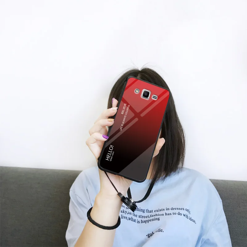 Для Samsung Galaxy J2 J5 J7 2015 J500 J700 чехол Роскошный градиентный жесткий закаленное стекло