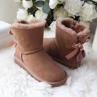 real wool women ankle boots 2021 women shoes fashion snow boots genuine sheepskin leather warm natural fur winter shoes