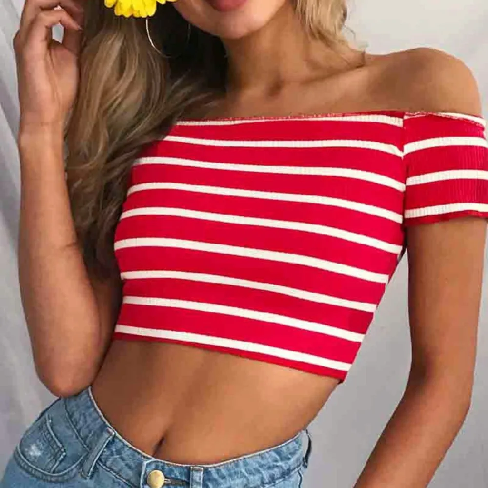Белая футболка в полоску Топы корректирующие для женщин Лето 2018 г. Модные