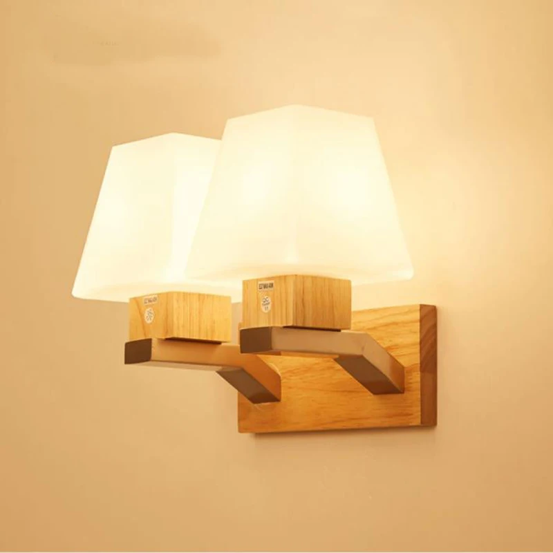 

Cottage wooden LED wall lamps Japan style wall sconce minimalist wooden aisle stairs living room bedroom bedside LED wall lights