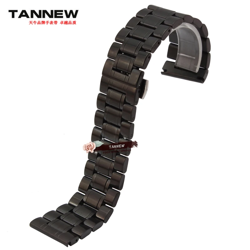 Мужской браслет из нержавеющей стали черный или серебристый с двойным зажимом 18