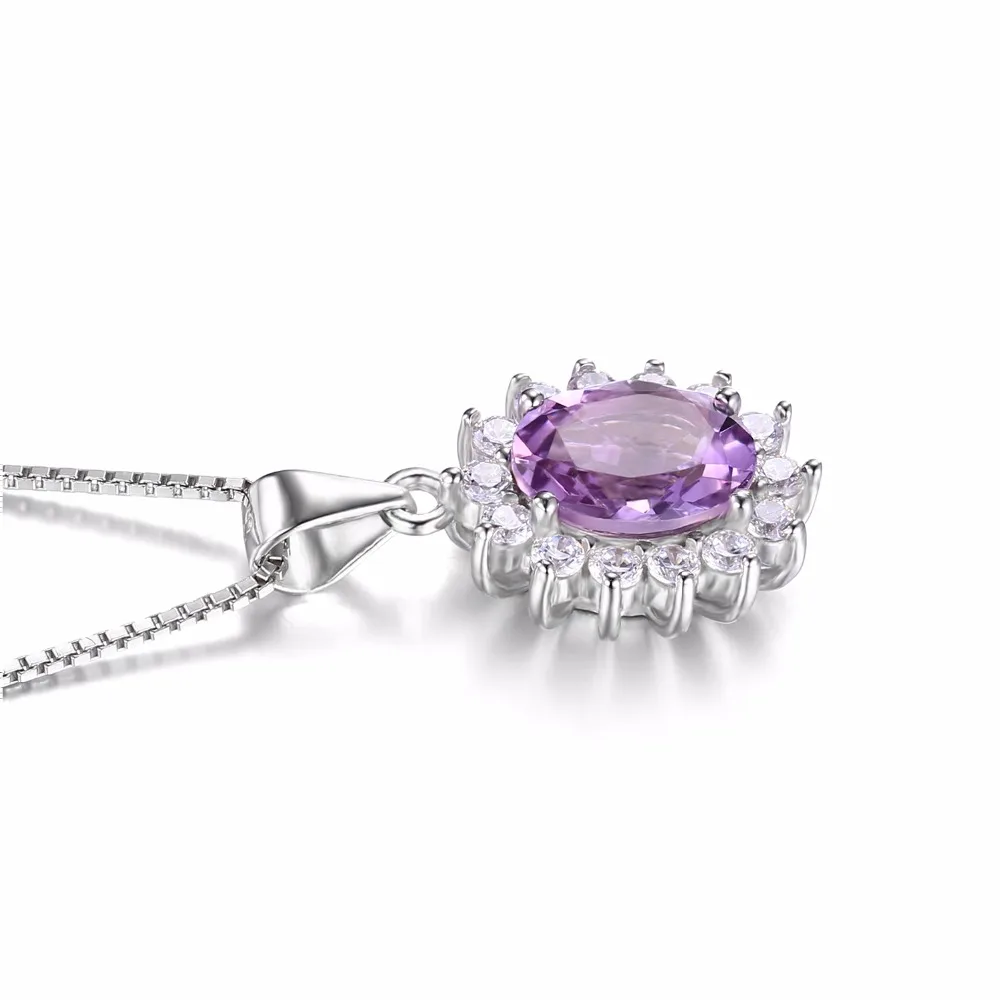 JewelryPalace Princess Diana William Kate Middleton's 1.8ct Natural Amethyst Halo Pendant 925 Sterling Silver 2016 Fine Jewelry |