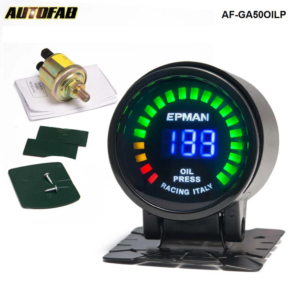 

Car Motor Auto 2"52mm Digital Smoked 20 LED Psi/Bar Oil Press Pressure Meter Gauge W' Sensor For Honda AF-GA50OILP