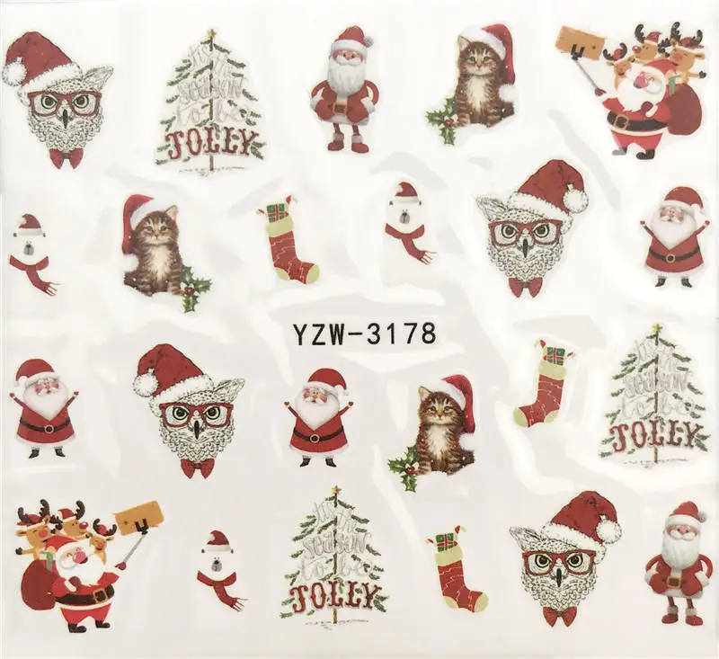 

1 PC Nail Wrap Christmas Nail Stickers Nail Art Decorations Santa Transfer Decals Accessories Tip Manicure Tool