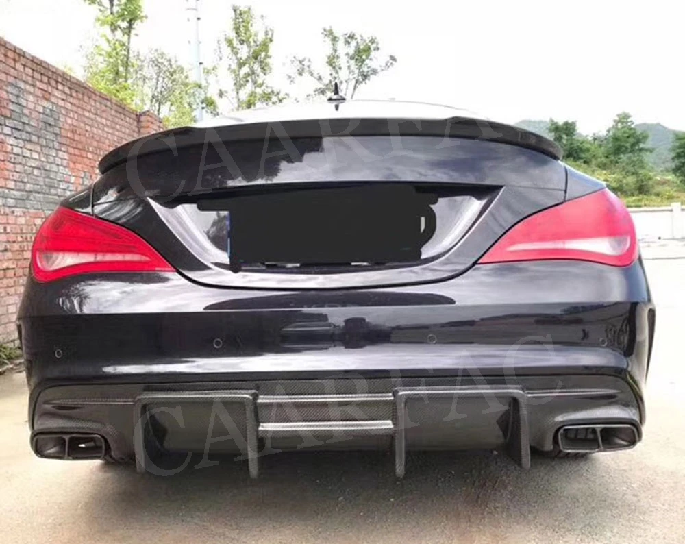 Углеродного волокна заднего бампера для Mercedes Benz CLA класс W117 CLA200 CLA250 CLA260 CLA45 2013- FRP с 4 Выход выхлопных газов
