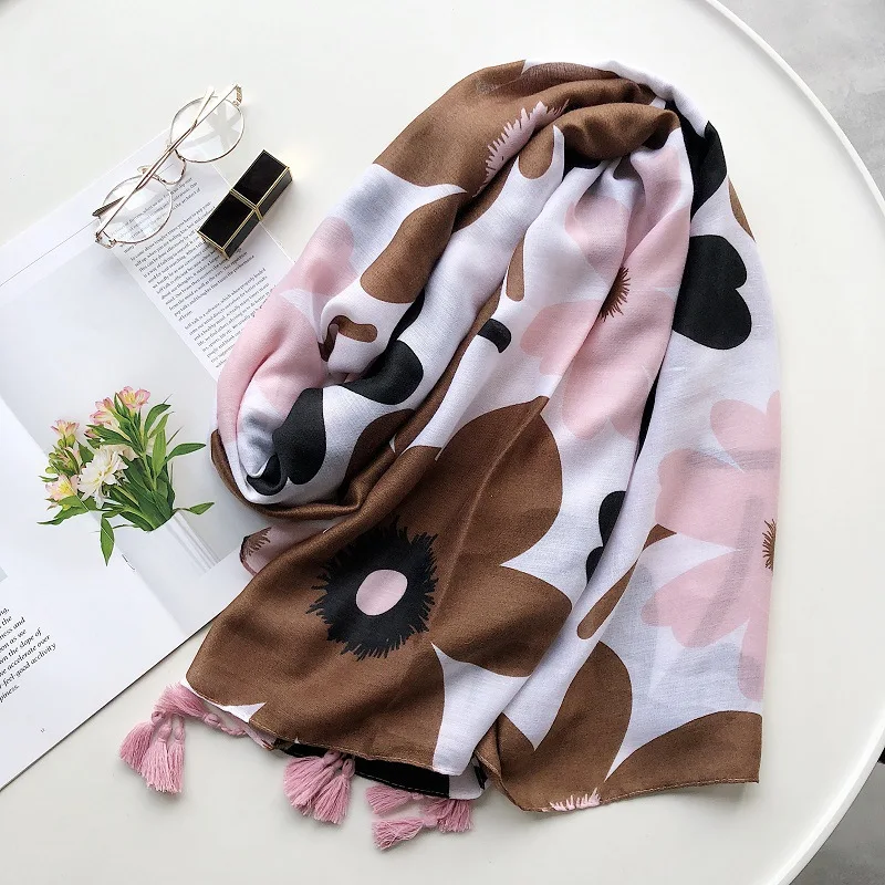 2020 Дамская мода Хаки Большой Цветочный кисточкой с длинным рукавом шаль из