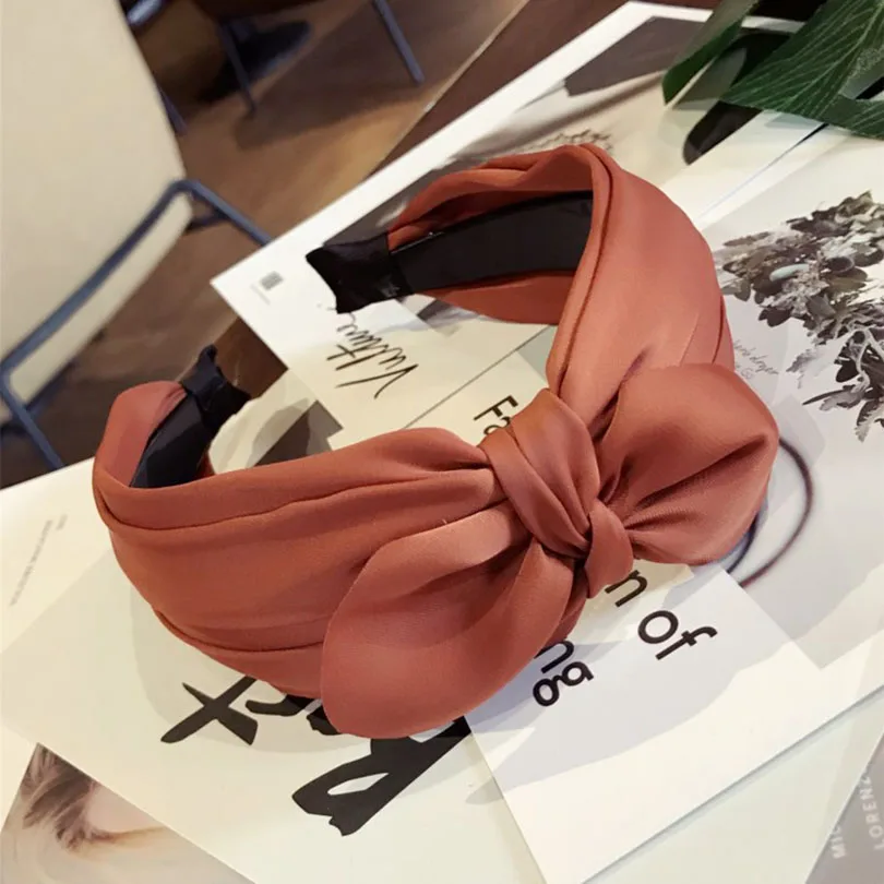 2 Haimeikang Rabbit Ear Cross Headband For Lady Double Hair Bow Hairband Girl Top Knot Turban Fabric Wide Hair Hoop - Цвет: 2