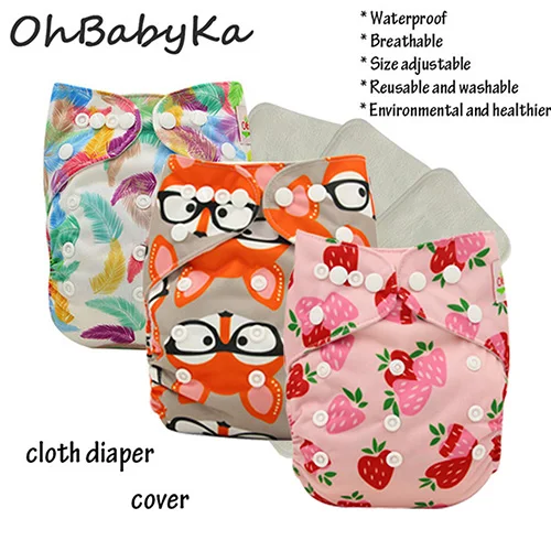 OB01 Ohbabyka Многоразовые детские тканевые подгузники водонепроницаемый размер регулируемый уход за ребенком Карманный подгузник 3 шт+ 3 шт микрофибры Моющиеся вставки - Цвет: OB01