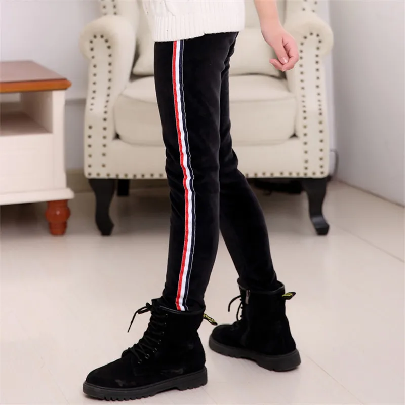 2018 зимние леггинсы для девочек Теплые черные утепленные штаны модные спортивные
