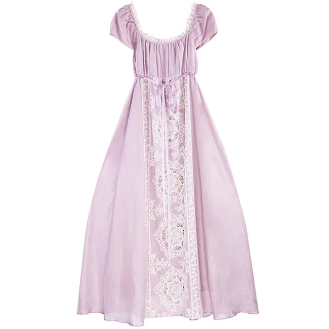 Vestido, женское летнее длинное платье мятно-зеленого цвета, шелковое, хлопковое, винтажное, королевское, элегантное, кружевное, с вышивкой, белое/фиолетовое, vestidos de festa2019 - Цвет: light purple
