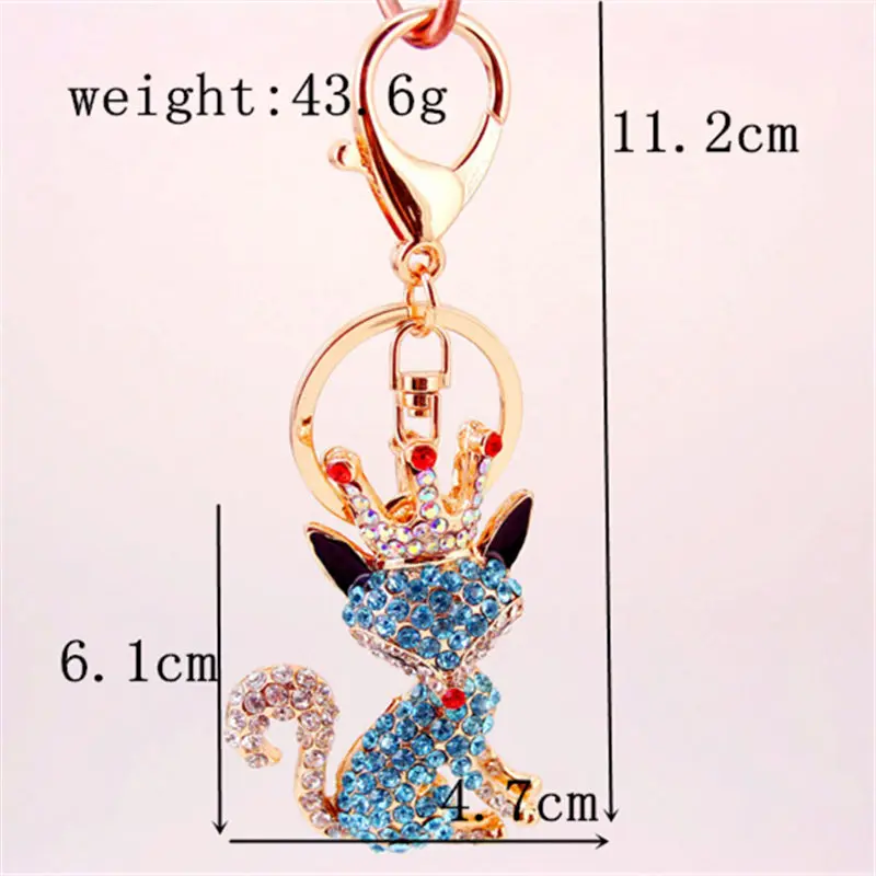 Модный брелок для ключей 2017 парный аксессуар стразы Лисичка животное Роскошная