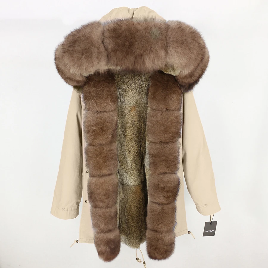 18 OFTBUY, зимняя женская куртка, длинная парка, Воротник из натурального Лисьего меха, капюшон, подкладка из натурального кроличьего меха, Толстая теплая парка, уличная Роскошная - Цвет: 18