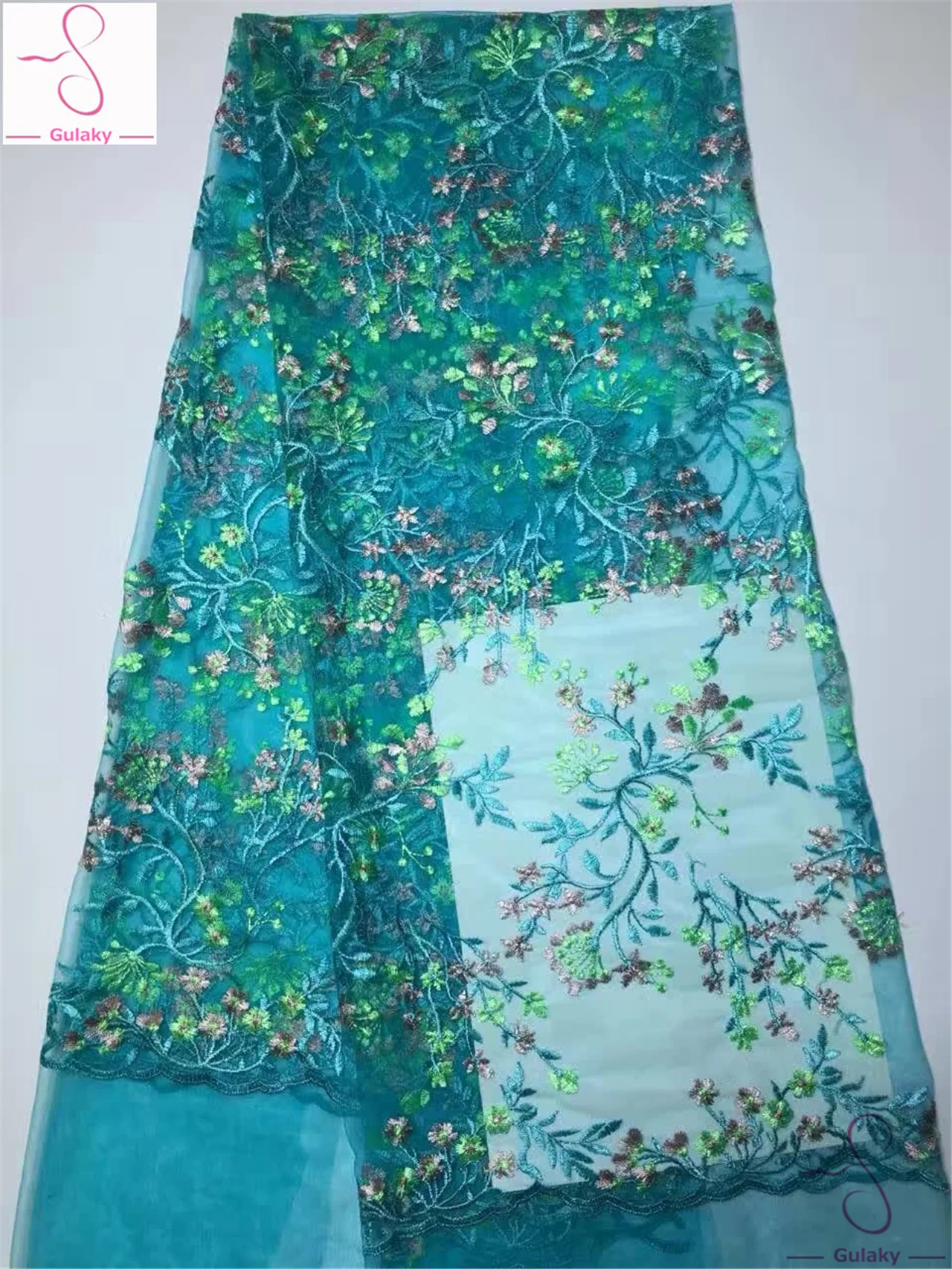 Wine Green African Lace Fabrics Tulle Beaded Dubai Market French Net Fabric DP097 |
