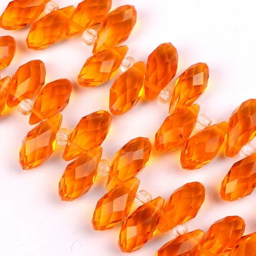 orange 50 шт. овальной формы с бесцветными стёклами бисер в виде граненых стеклянных 6x12 мм Briolette каплевидные бусины-капли воды, стекло бусины для самостоятельного изготовления ювелирных изделий - Цвет: orange