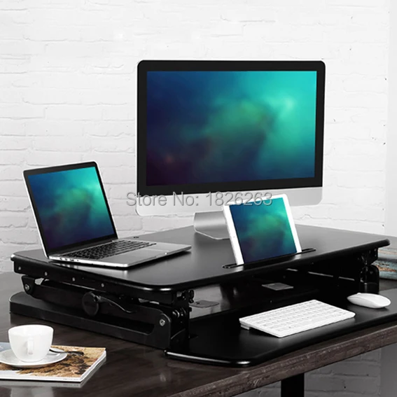 

Loctek M1L EasyUp Height Adjustable Sit Stand Desk Riser Foldable Laptop Desk Notebook/Monitor Holder Stand With Keyboard Tray