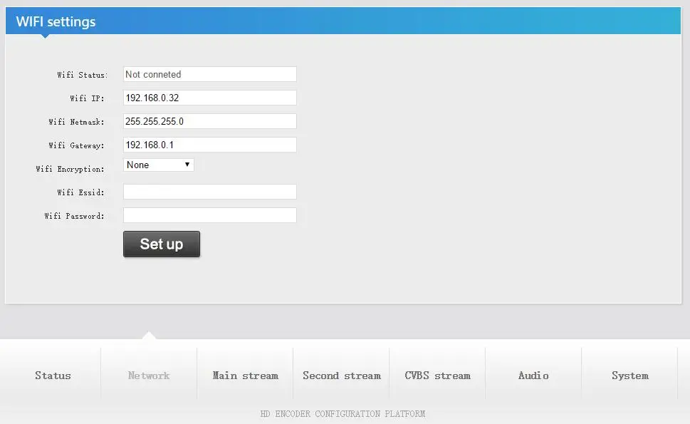 H.265 беспроводной видеорегистратор с Wi Fi для IPTV вещания поддержка RTMP RTSP ONVIF VGA Wifi