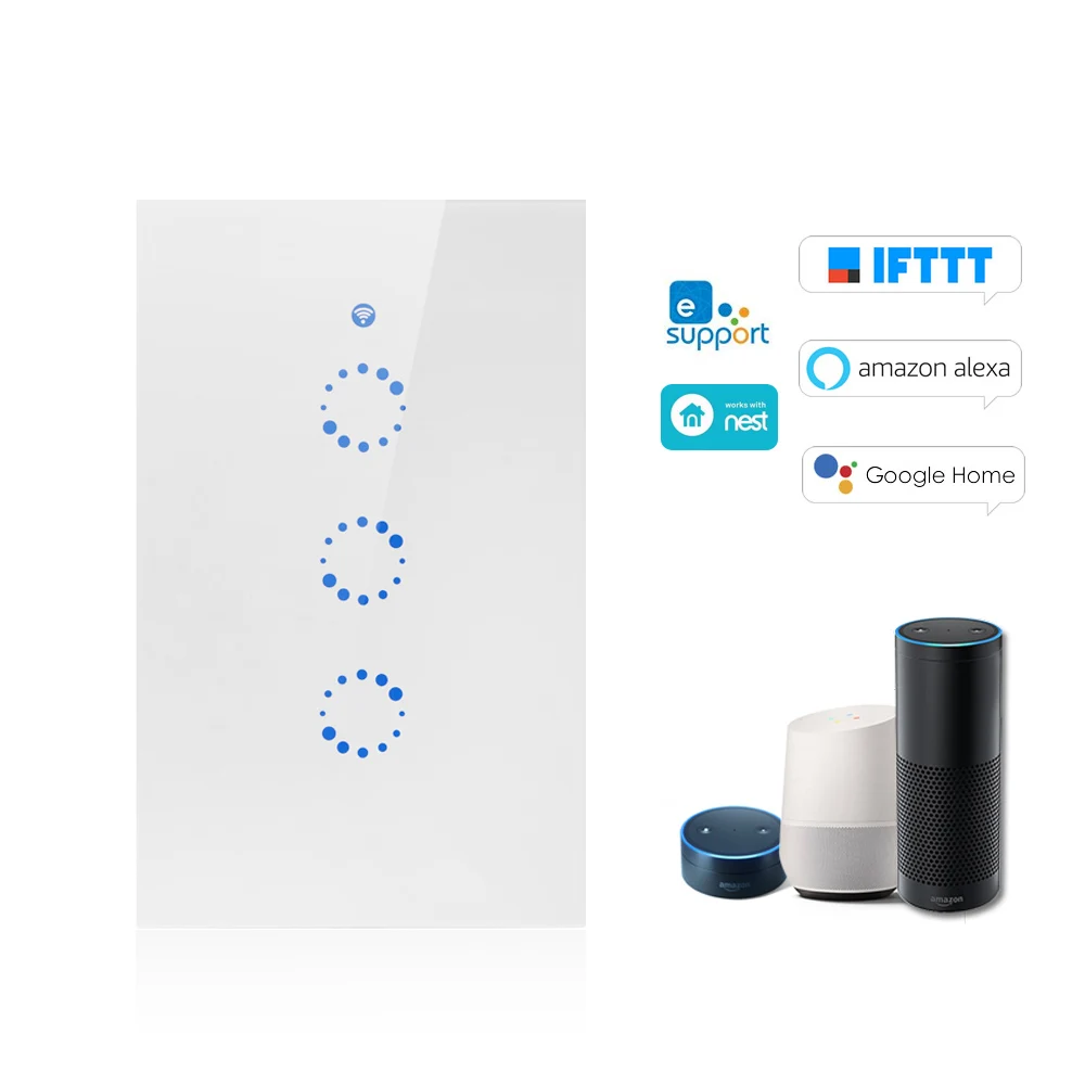 Интеллектуальный выключатель света SONOFF T1 US ITEAD 3 Gang Smart Wi Fi настенный светильник