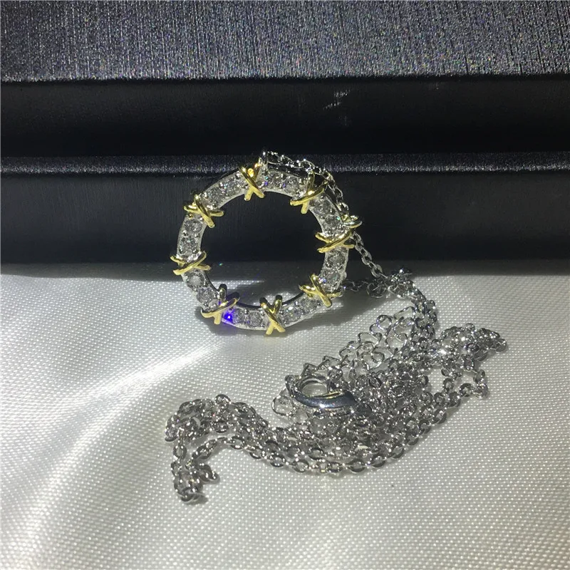 Женский круглый кулон ручной работы из серебра 925 пробы с фианитом|Подвески| |