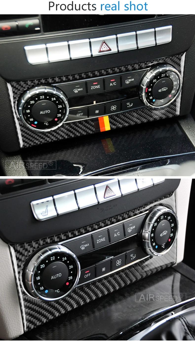 Скорость полета для Mercedes Benz C Class W204 аксессуары 2011-2013 углеродного волокна салона кондиционер чехол для пульта наклейки