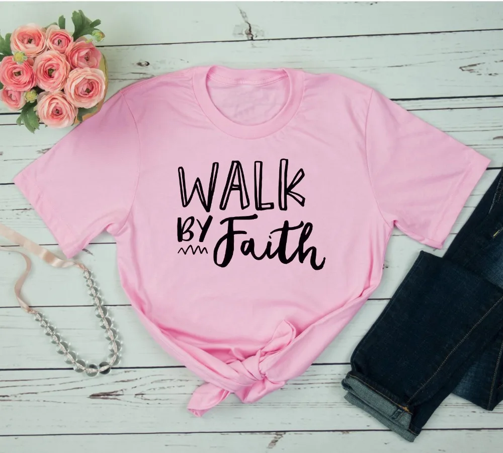 Проходите мимо Faith Кристиан вдохновляющие футболка греческие Графический