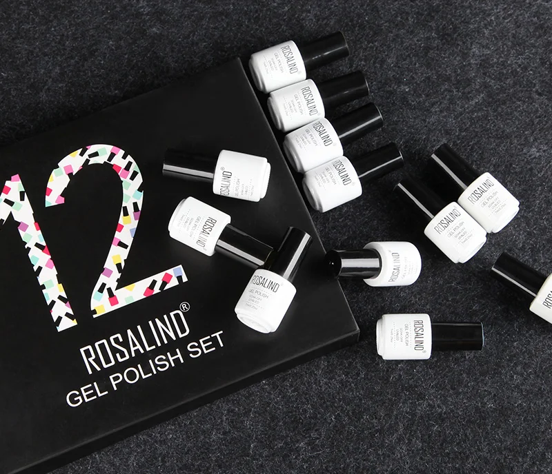 12 шт./лот, Гель-лак ROSALIND для ногтей, серия чистых цветов, гель для ногтей, требуется базовое верхнее покрытие, быстро вылеченные УФ-лаки для ногтей ArtGel