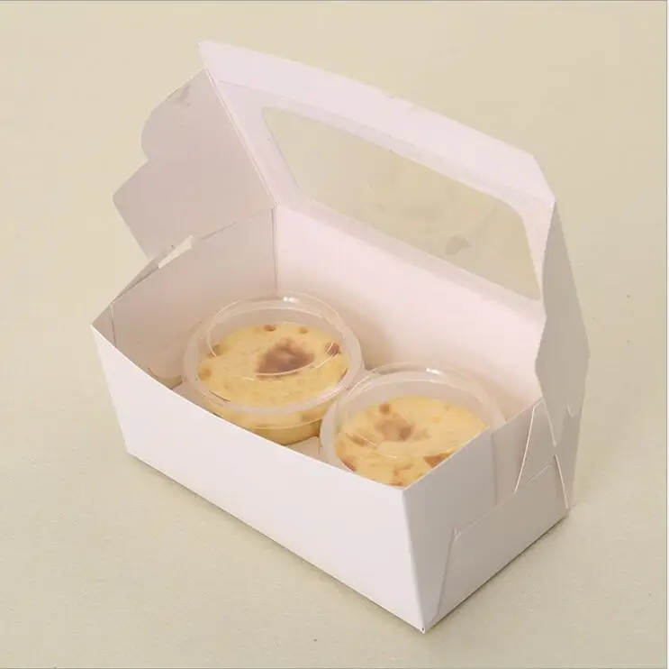 5 шт. 2 отверстия коробки для кексов и упаковка коробка торта из крафт бумаги с