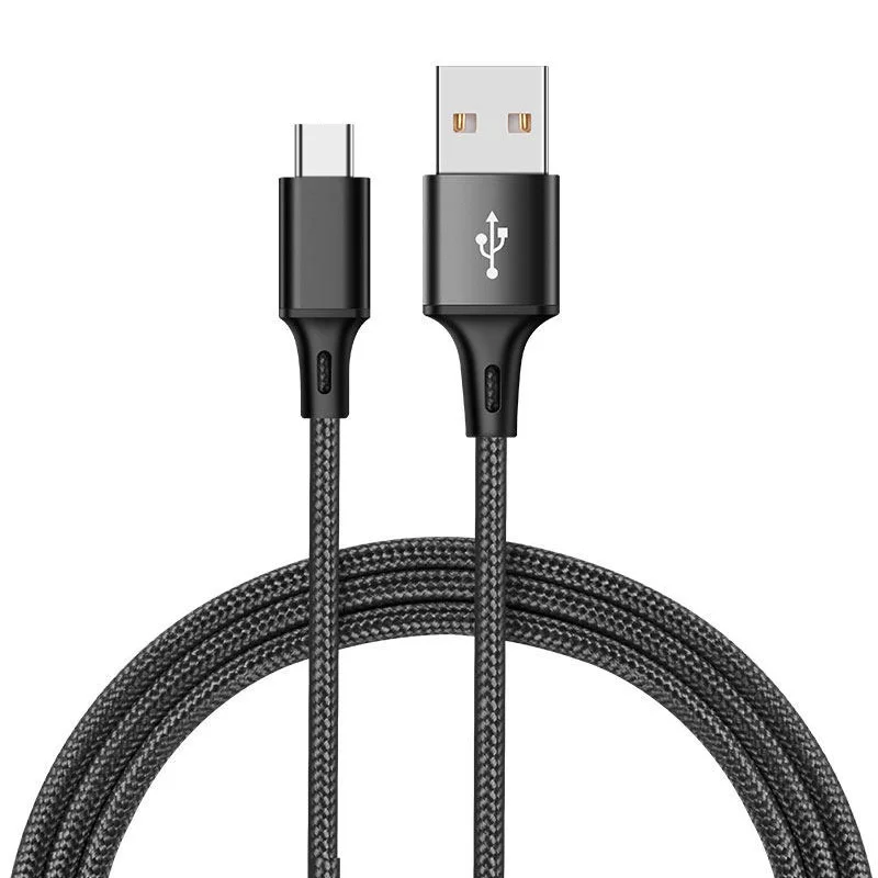 1 м/3 фута 2.5A Micro usb type-C быстрая зарядная зарядка зарядное устройство кабель синхронизации данных провод для Samsung Galaxy S10 S9 S8 Plus A9 A8s A6s - Color: Black