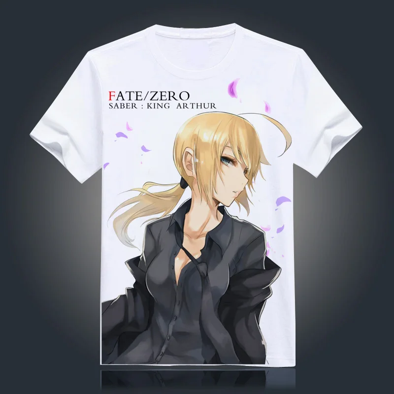 Новая футболка с принтом аниме Fate Zero саблей и лучей модные удобные футболки