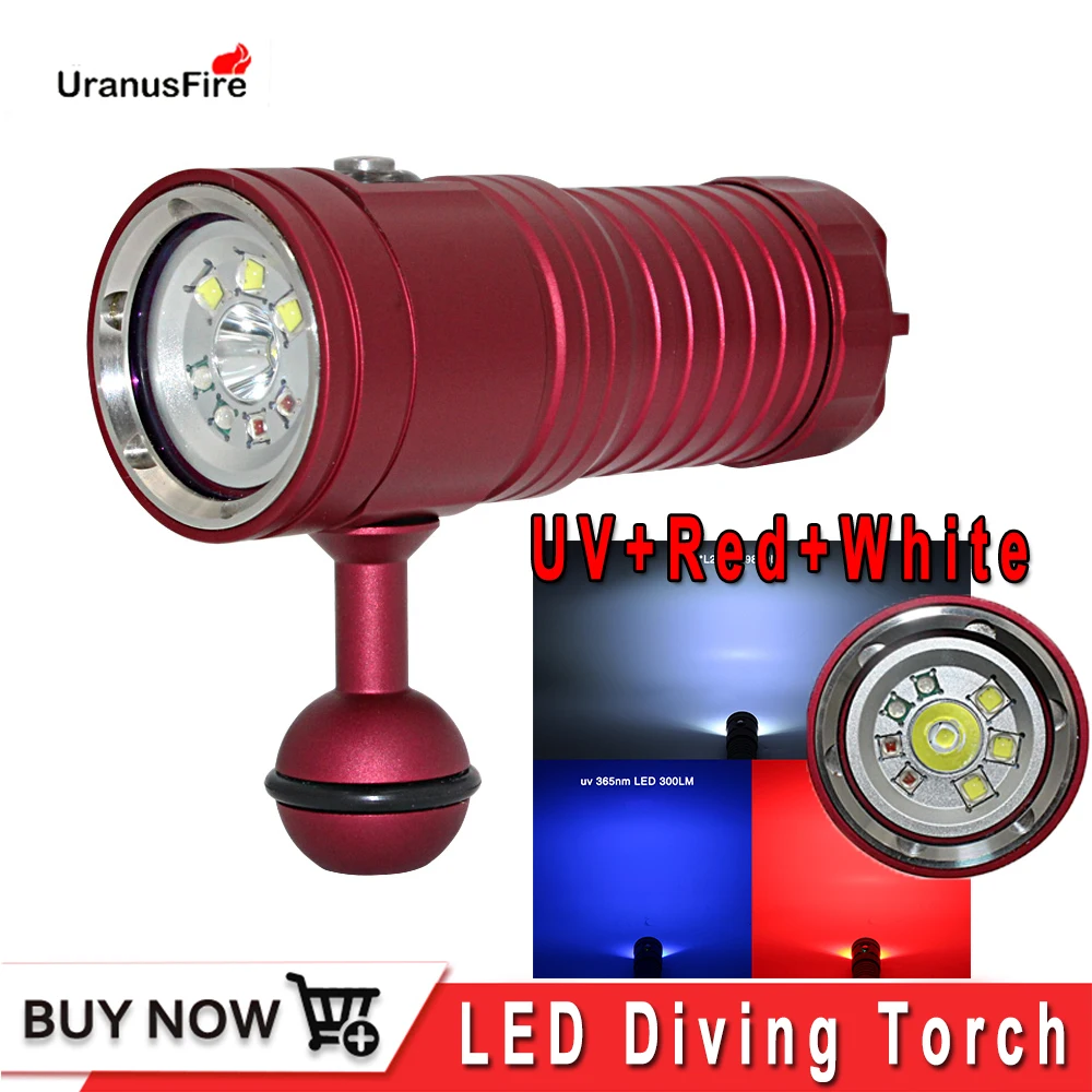 Новый светодиодный фонарик для дайвинга подводный 80 м XM L2 фото видео камера