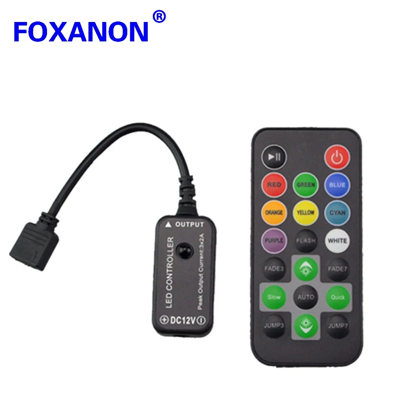 Foxanon Марка DC12 24 В 2 * 3A RGB Led Управление Лер диммер ИК пульт дистанционного для 5050 3528